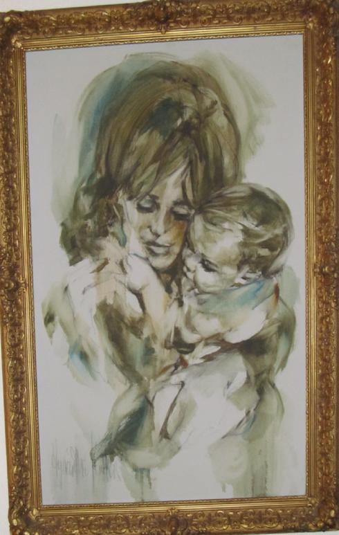 Hyacinthe Kuller early Mother and Child 2x3" oil on canvas